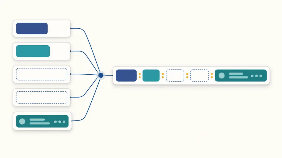 Five separate fields combine into one identifier with two empty middle positions preserved.