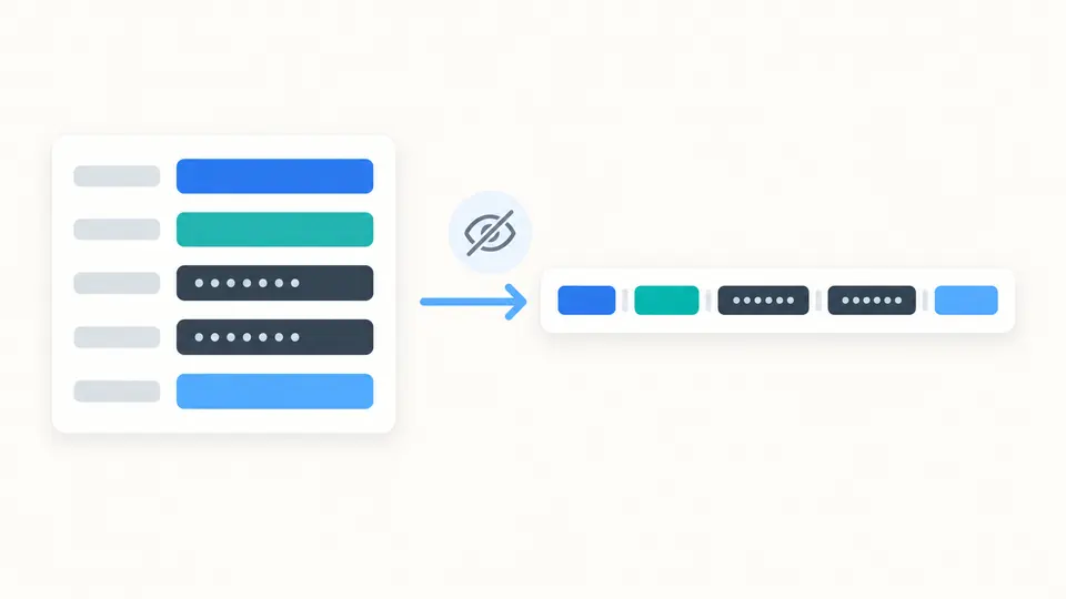 Structured fields turning into a rebuilt string with credential values covered