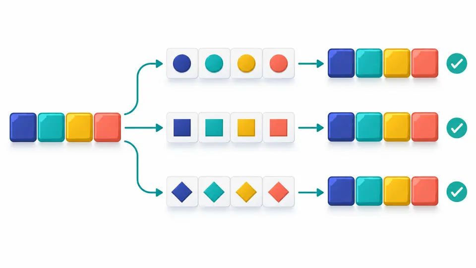 One byte sequence branches into different symbol sequences and returns to the same bytes.