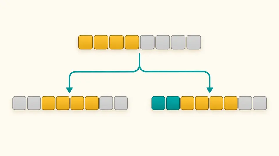 An eight-cell pattern branches into a right shift with empty leading cells and a right shift with filled leading cells.