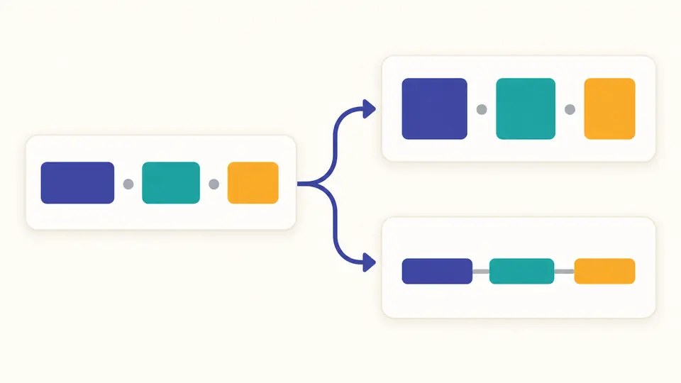 One set of word blocks branches into differently capitalized and separated arrangements.