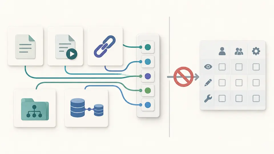 Five different Git object types stand apart from a permission grid.