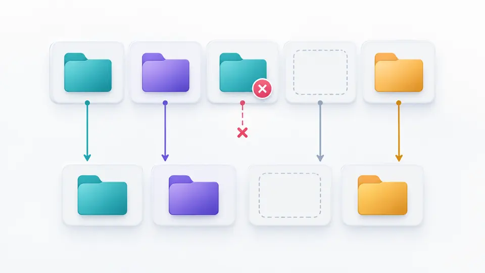 A repeated folder is removed while the remaining folders and an empty slot keep their order.
