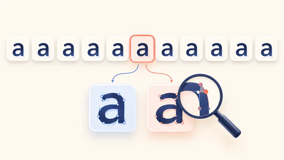 One visually similar letter is highlighted among Latin character blocks, with its different script shown by color.
