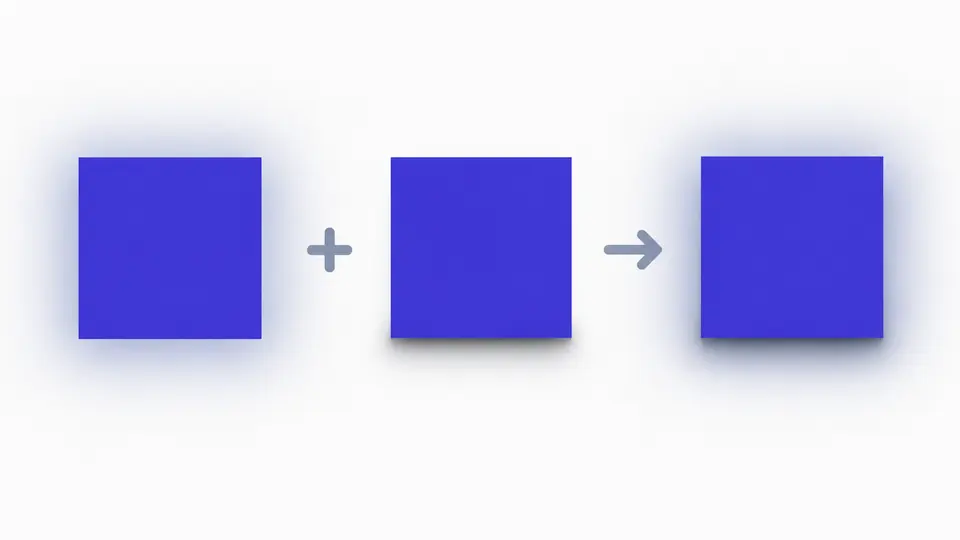 Un bloque de colores proyecta dos sombras de distinta suavidad con sus ajustes separados a un lado.