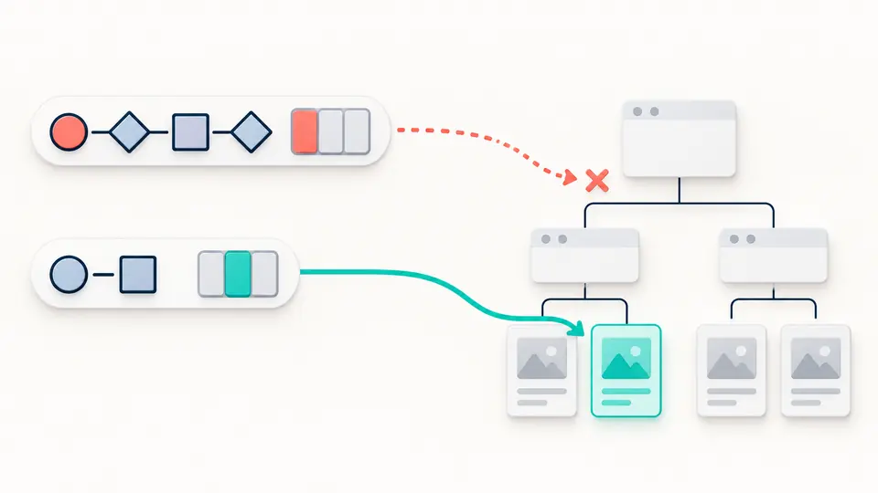 An ID selector has a high A score but no matching node; a class selector has a lower score and a matching card node.