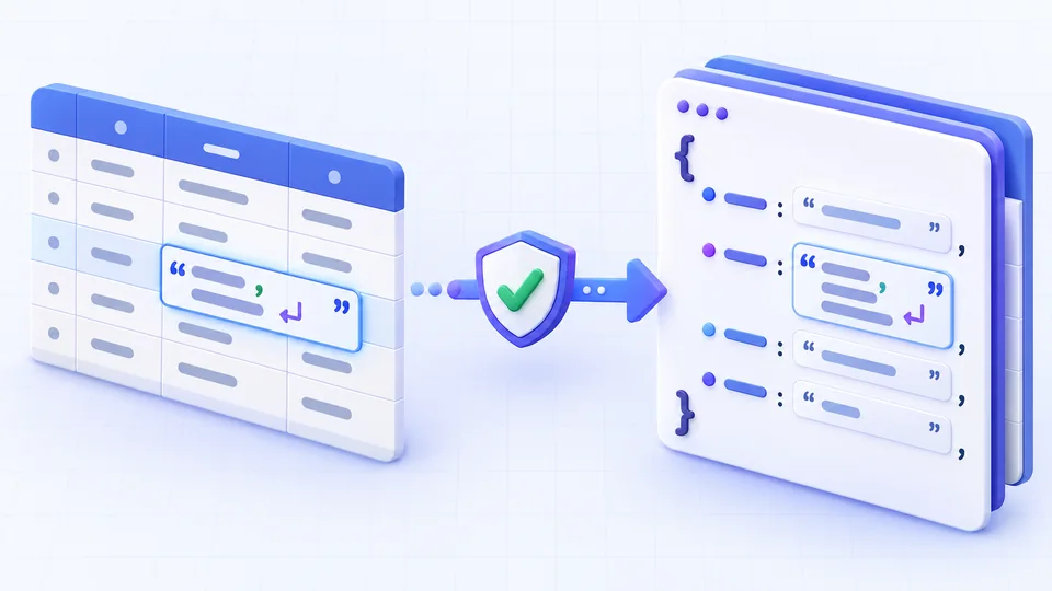 Quoted CSV field preserved as one structured JSON value during conversion
