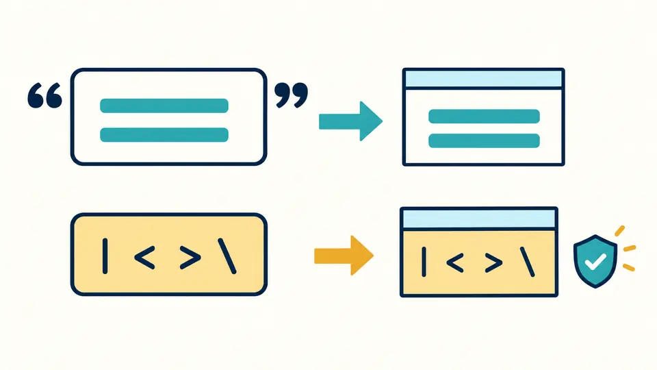 Celdas CSV con una barra vertical, HTML literal y un salto de línea