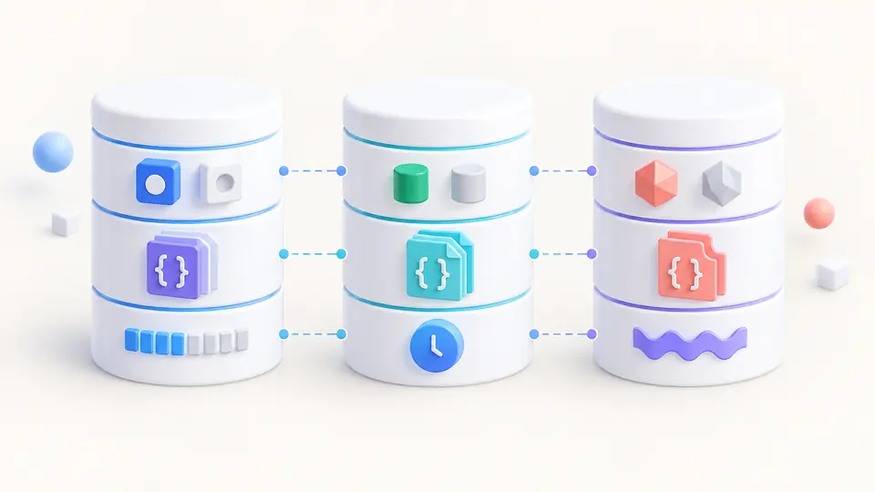 Three database columns display distinct type representations instead of one universal SQL type