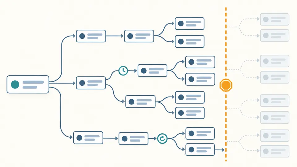 One SPF record branches to several included records and ends at a visible query limit marker.