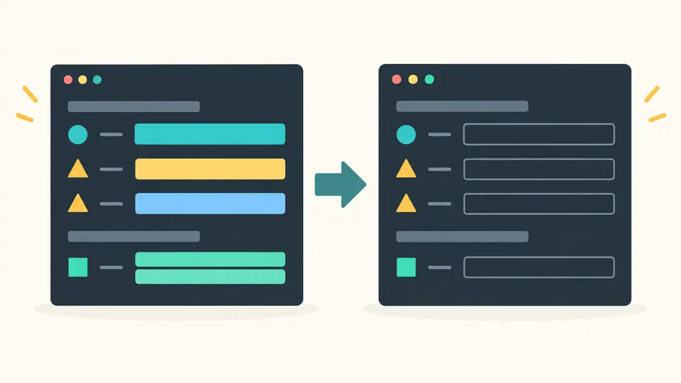 Two matching configuration panels keep their key markers and comment bars while filled value slots become empty.