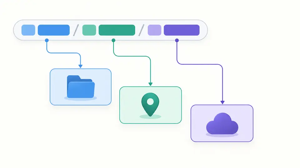 A single resource path separates into connected project, location and service nodes.