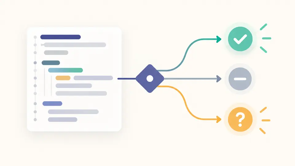 A YAML job rule connecting to three distinct decision markers, with the unknown branch left open.