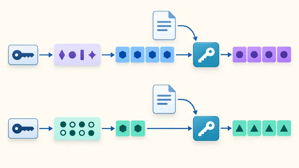 Two representations of a key decode into different byte sequences before authenticating the same message.