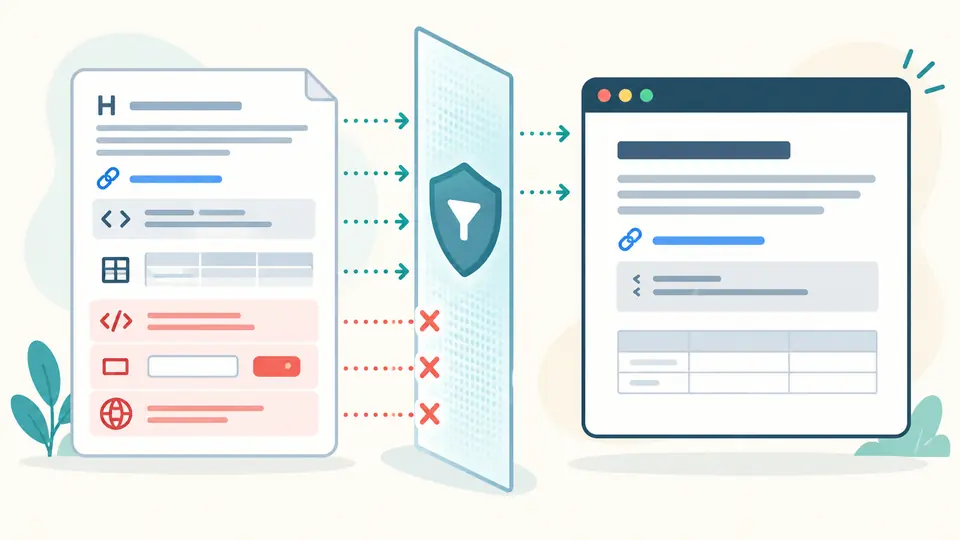 Static preview with active content excluded
