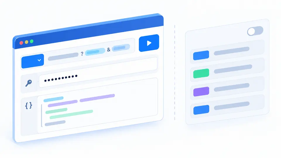 A request form with a hidden token sits beside a history row containing only method and URL path.