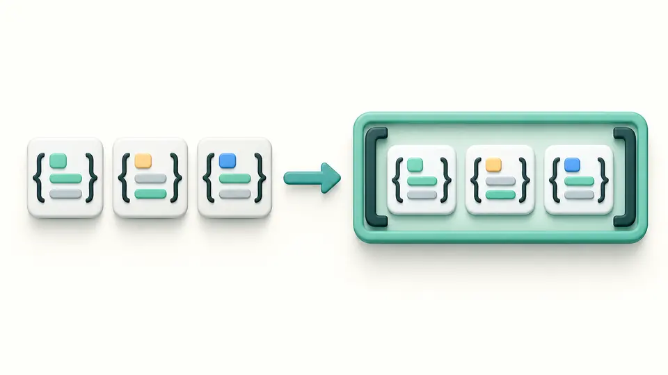 Three separate JSON objects are collected inside a single array container.