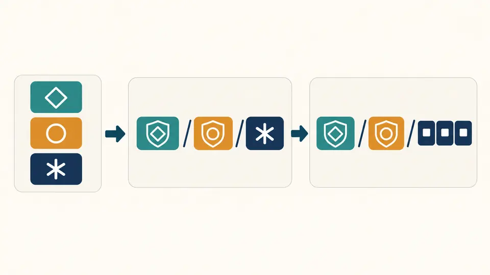 Tokens geométricos reciben símbolos de protección y después se representan como grupos de pequeños bloques de bytes.