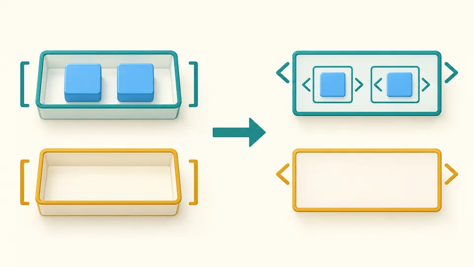 An array enters a container with two child items, while an empty array keeps a separate empty container.