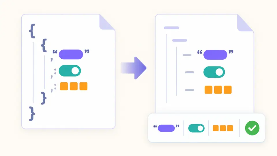 Matching colored data types on the JSON input and YAML output, with a type inspection panel.