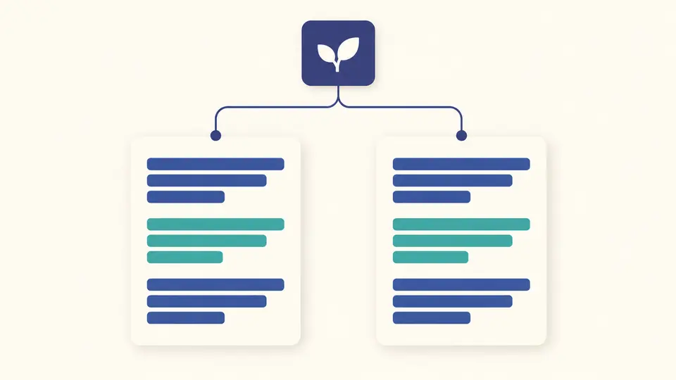 Одна метка seed соединена с двумя документами, в которых совпадают расположение и длина строк абзацев.