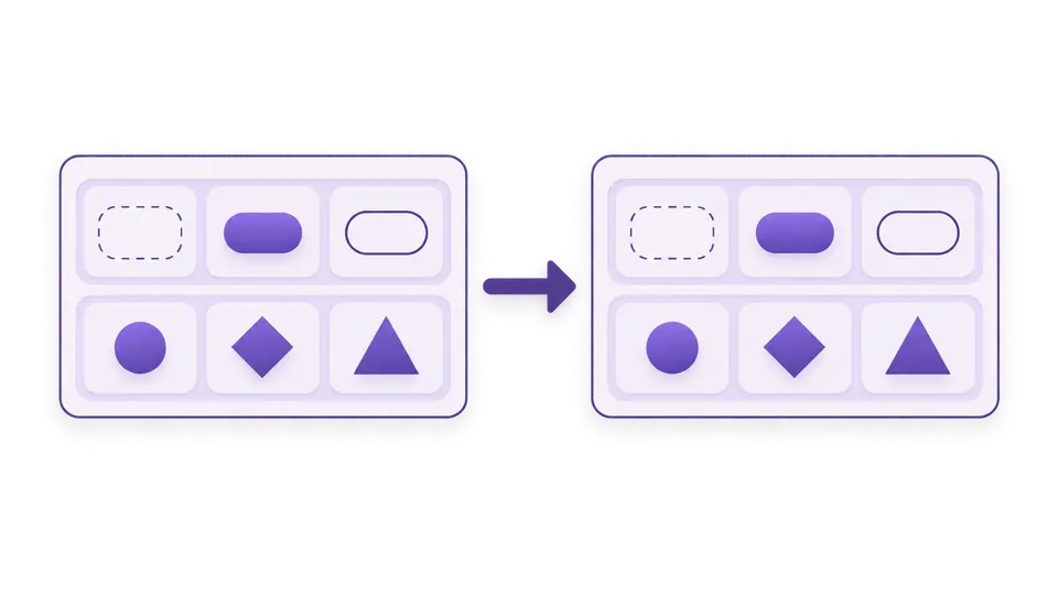 Two rows of three array cells retain grouping, with an empty-value marker distinct from quoted text cells