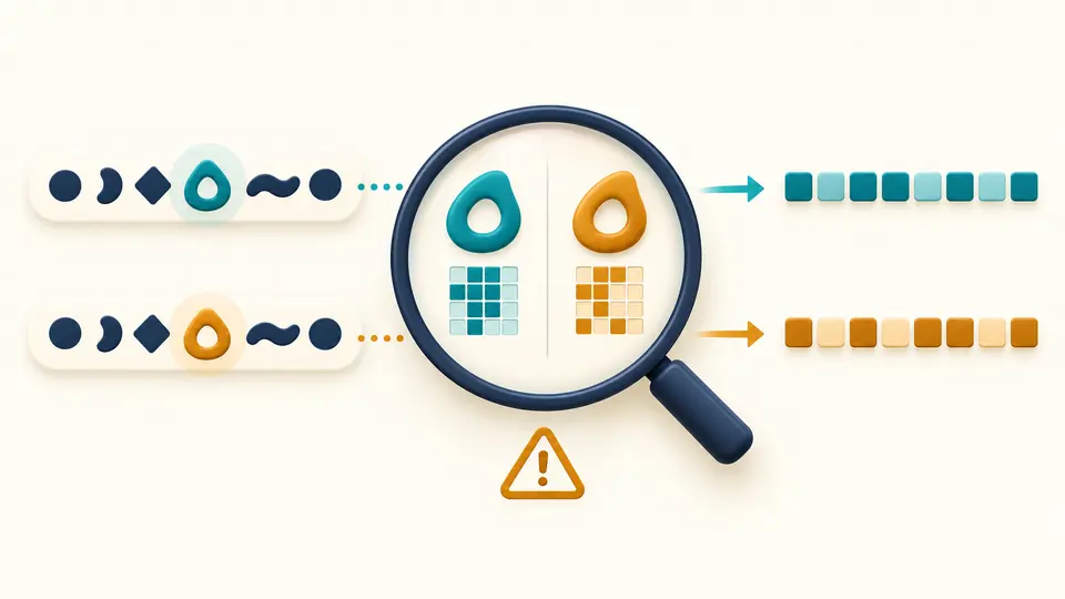 Two similar character tokens are magnified into different patterns and different encoded sequences.