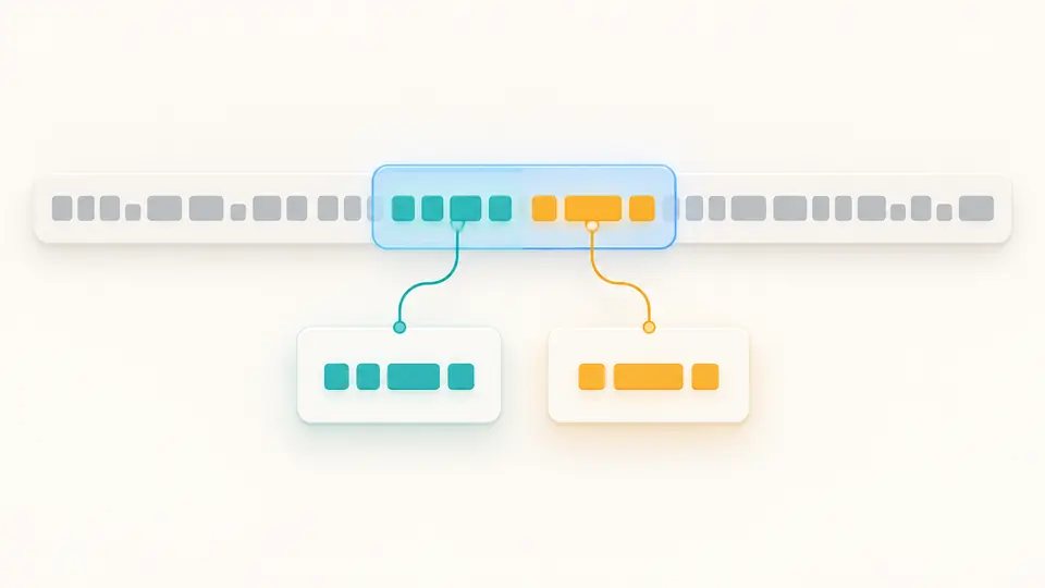 One highlighted whole match contains two colored captures linked to separate result cards.