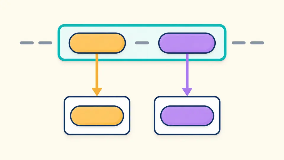 A whole match enclosing two colored captures, with arrows leading to their separate detail cards.