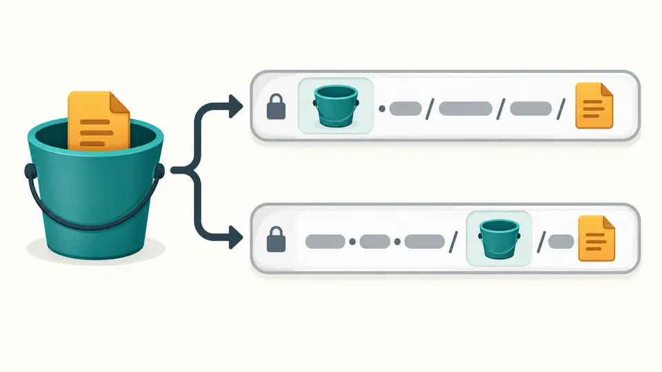 O mesmo bucket e objeto ligados a dois endereços com o bucket no host ou no caminho.