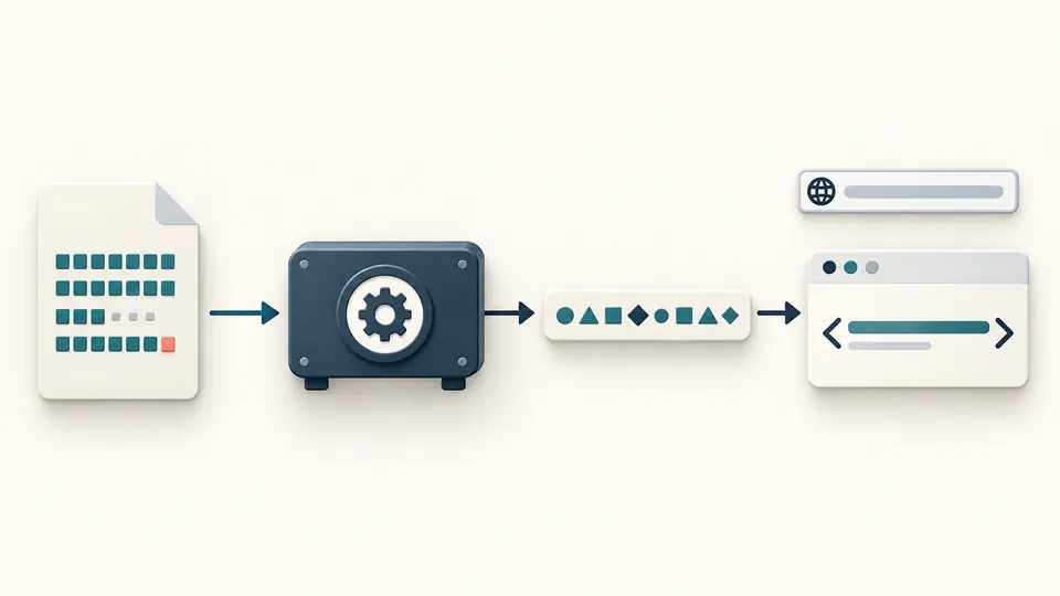 One local file flows into a digest and a script tag while a separate URL field has no network arrow.