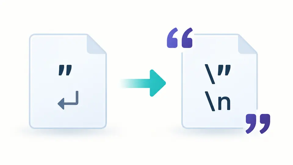 Quotes and a newline become escaped quote and newline sequences inside surrounding quotes.