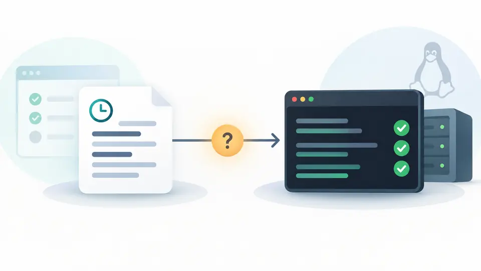 A timer configuration is paired with a local-check badge and a terminal verification command.