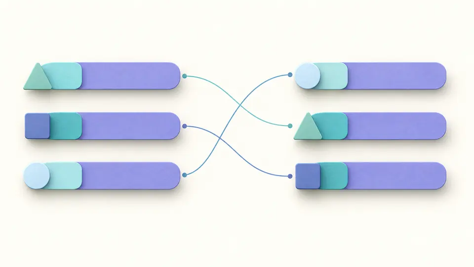 Unsorted identifier rows connect to ordered rows while their original positions remain visible.