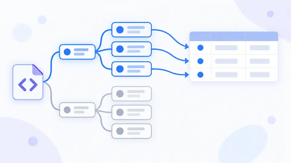 Choose the precise record branch — Two item branches can share a tag name. Select /orders/order rather than /archive/order, and the XML to CSV converter shows the row count for that exact path.